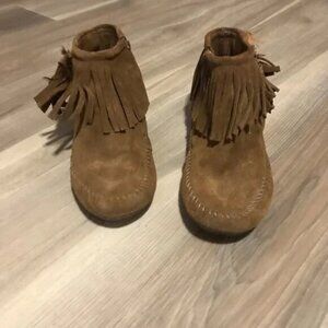Minnetonka Ladies Brown Suede Leather Moccasins Size 8
